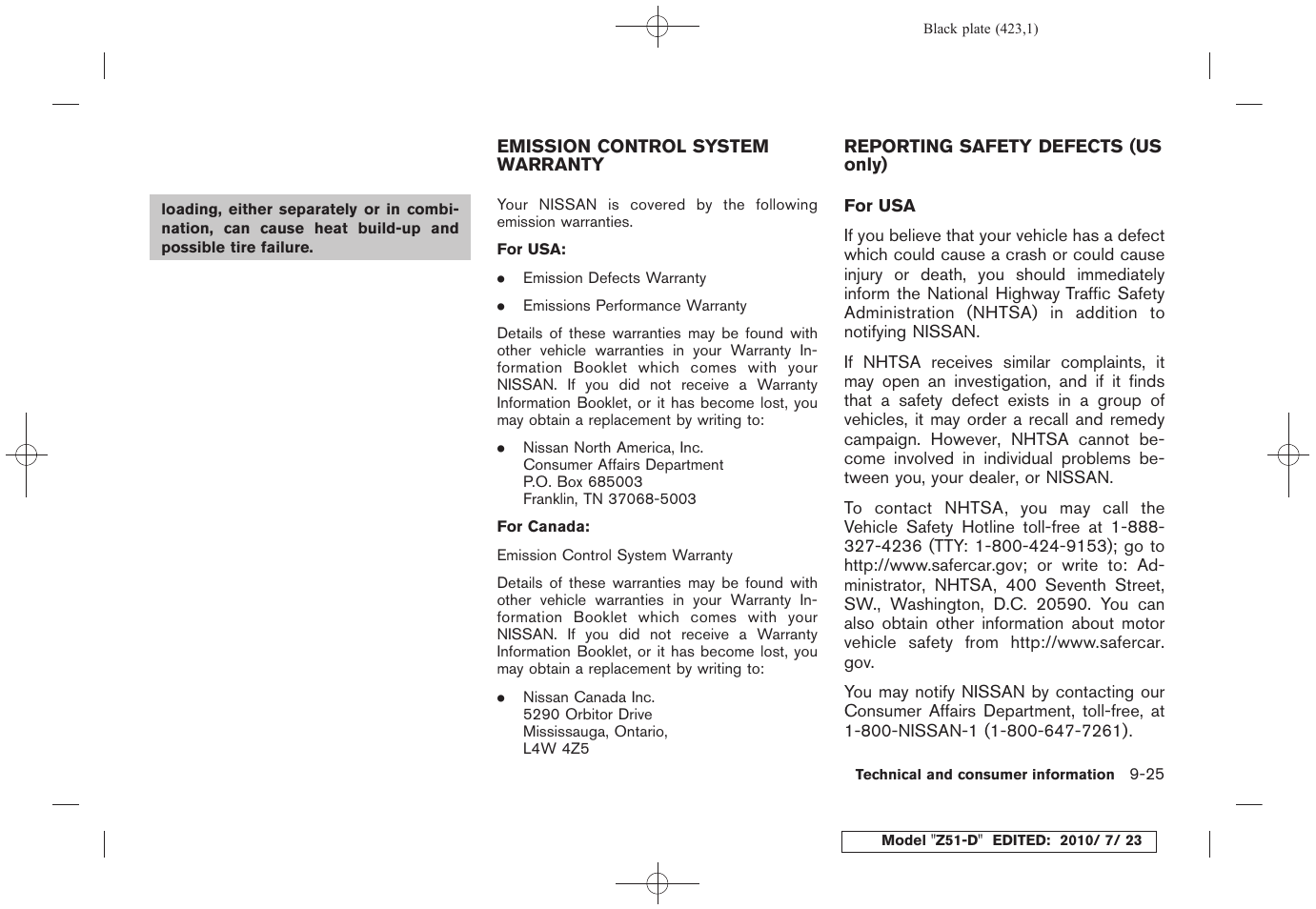 NISSAN 2011 Murano User Manual | Page 421 / 433