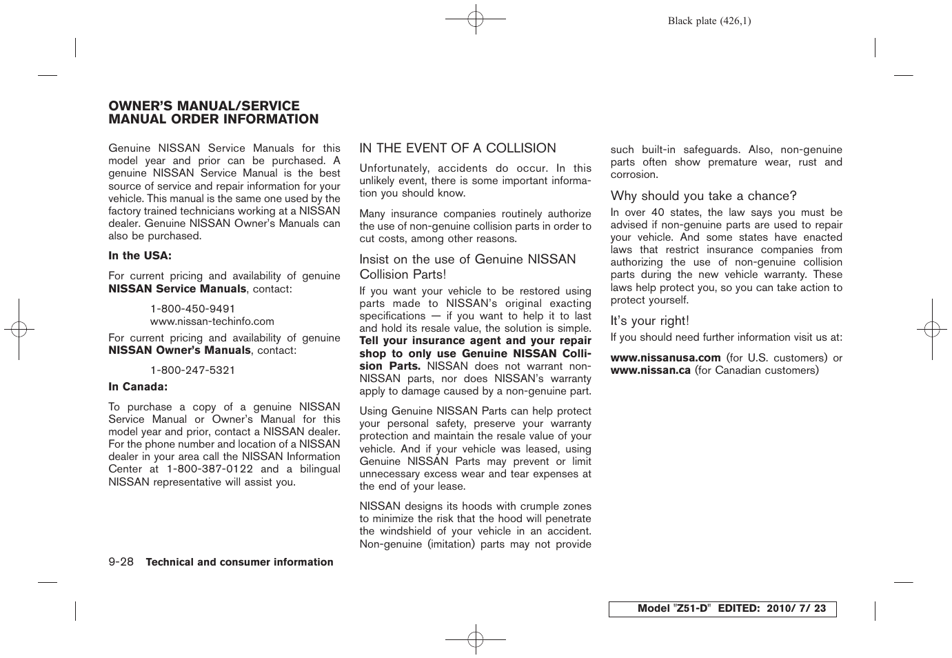 In the event of a collision -28 | NISSAN 2011 Murano User Manual | Page 424 / 433