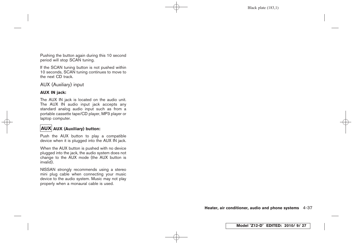 NISSAN 2011 Cube User Manual | Page 185 / 345