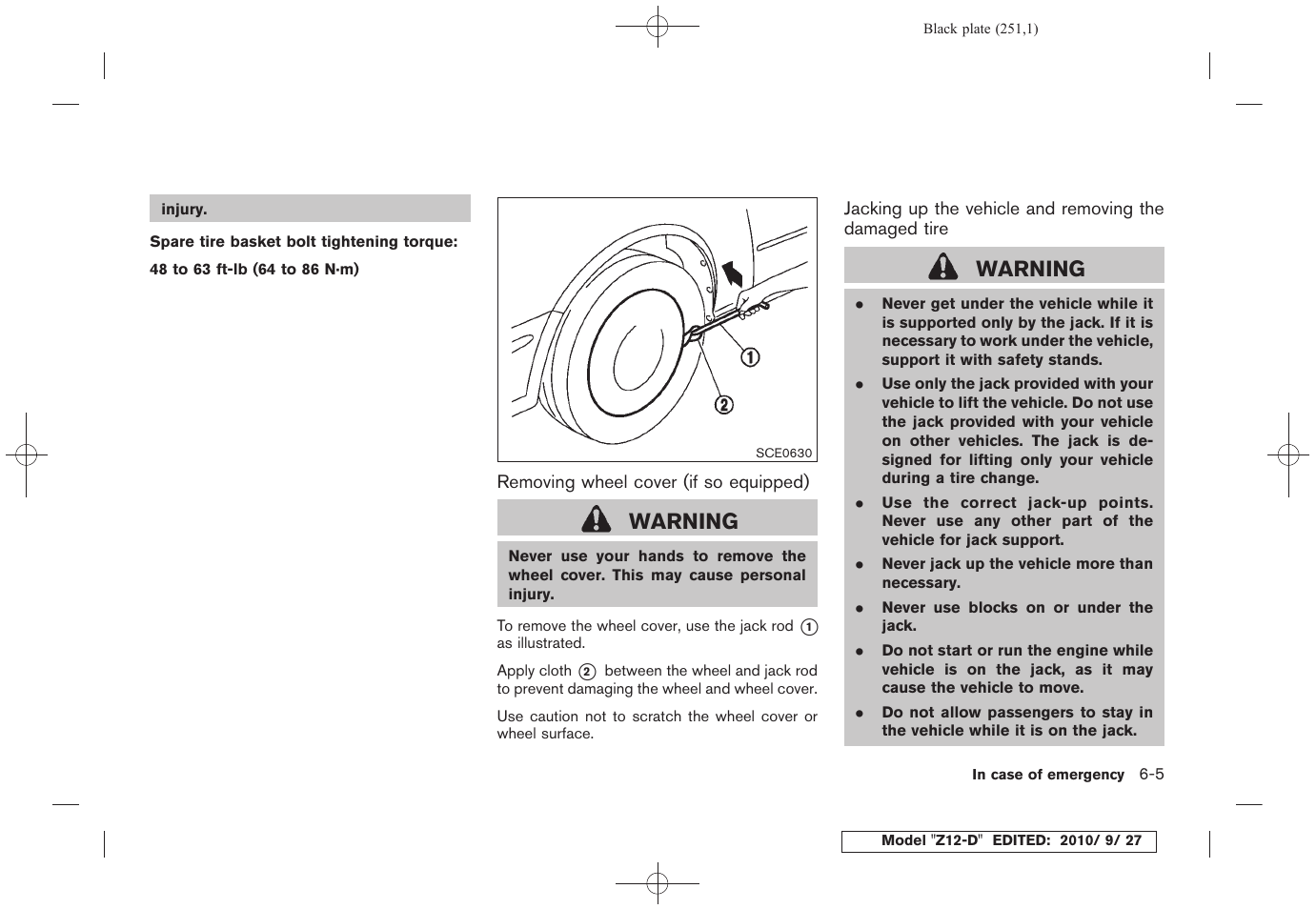 Warning | NISSAN 2011 Cube User Manual | Page 253 / 345