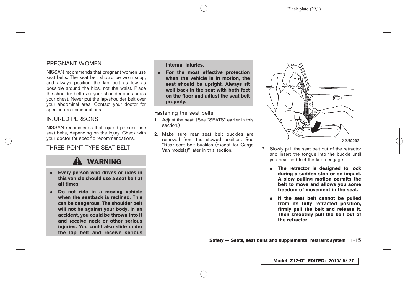 Warning | NISSAN 2011 Cube User Manual | Page 33 / 345