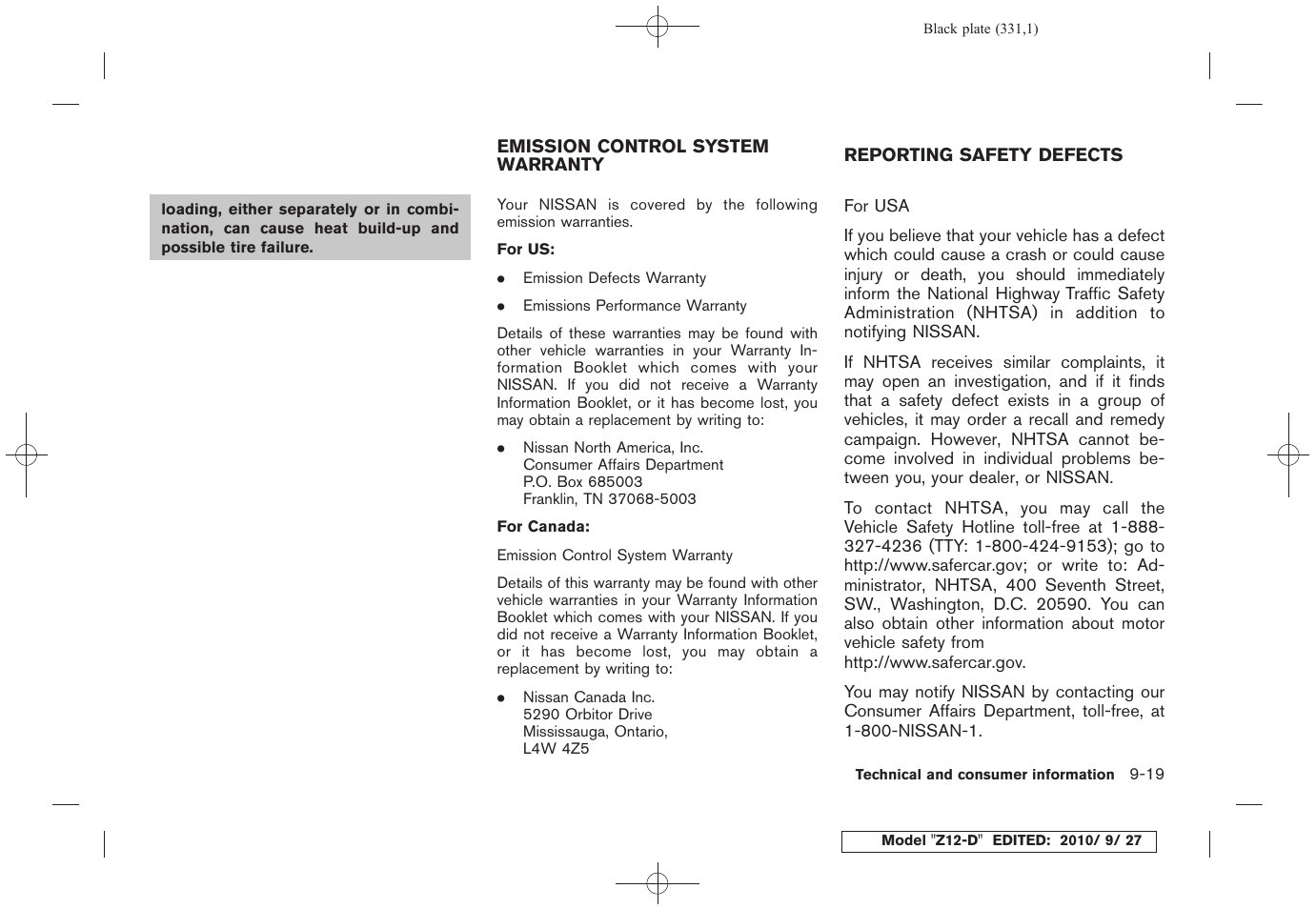 NISSAN 2011 Cube User Manual | Page 333 / 345