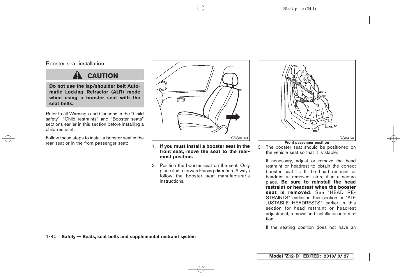 Caution | NISSAN 2011 Cube User Manual | Page 58 / 345