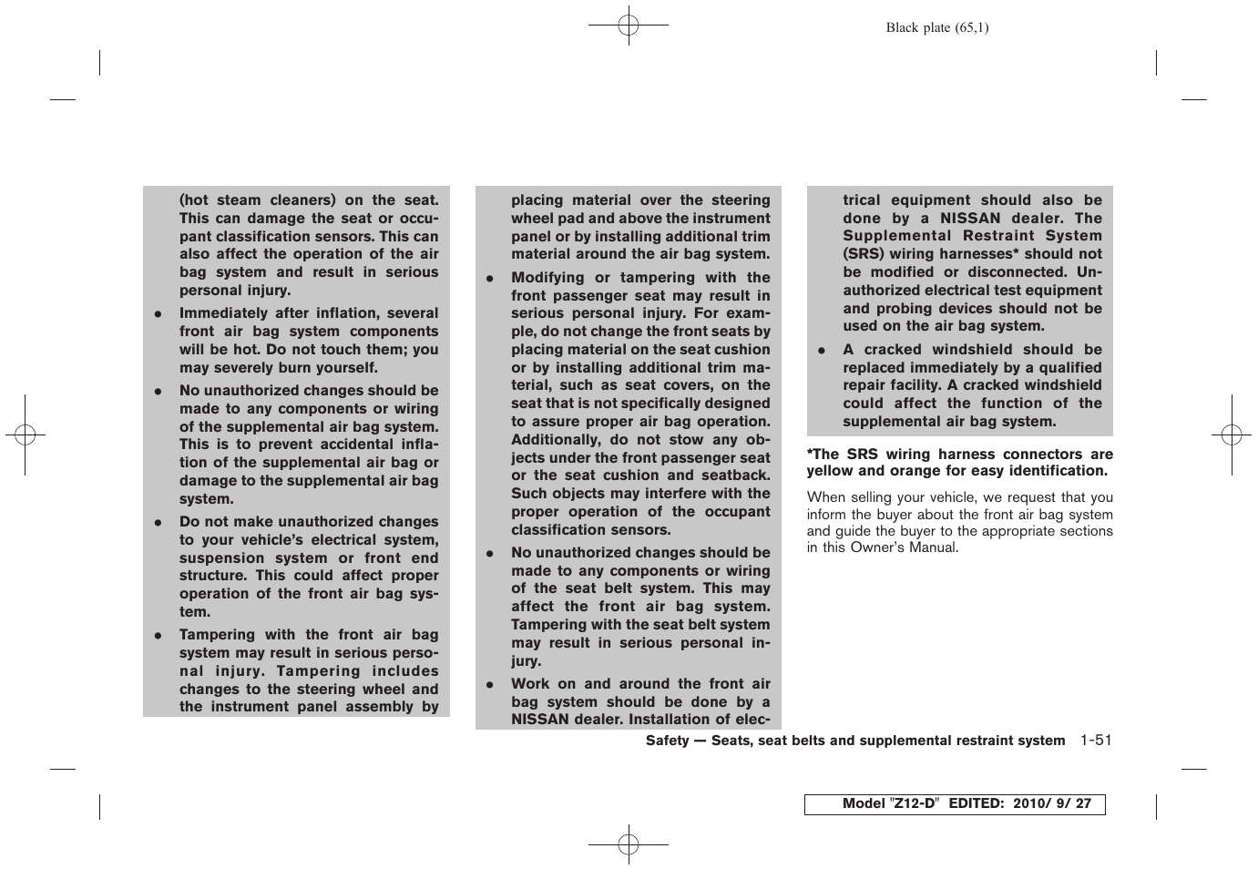 NISSAN 2011 Cube User Manual | Page 69 / 345