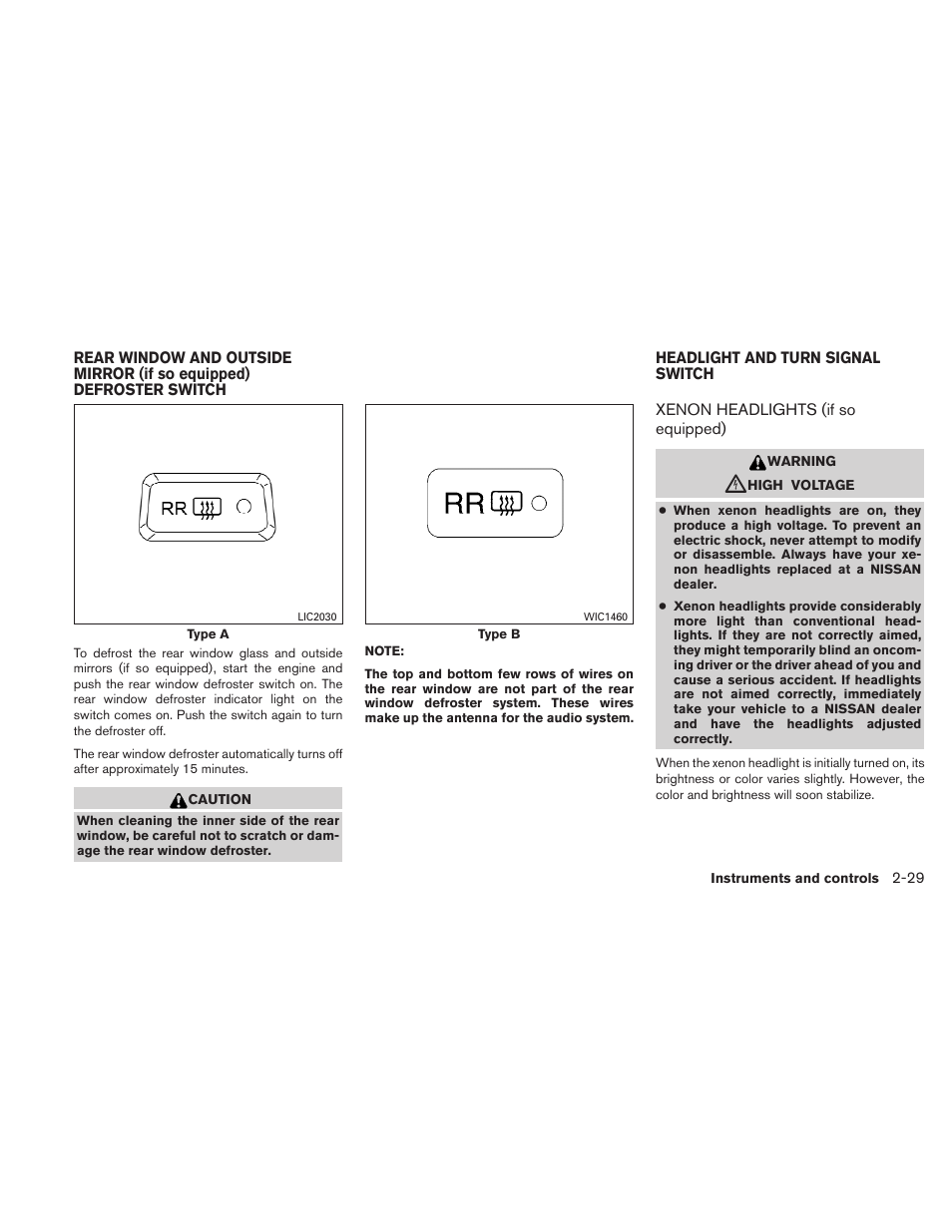 Xenon headlights (if so equipped) -29 | NISSAN 2011 Altima User Manual | Page 108 / 446