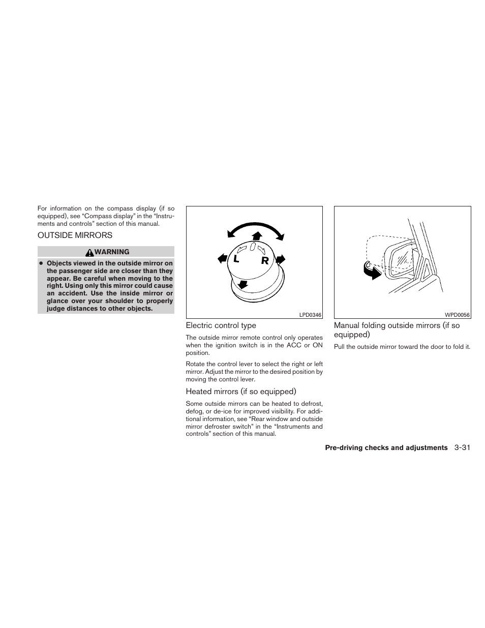 Outside mirrors -31 | NISSAN 2011 Altima User Manual | Page 166 / 446