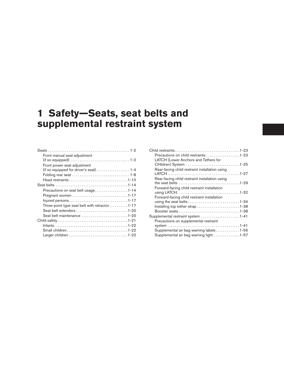 NISSAN 2011 Altima User Manual | Page 20 / 446