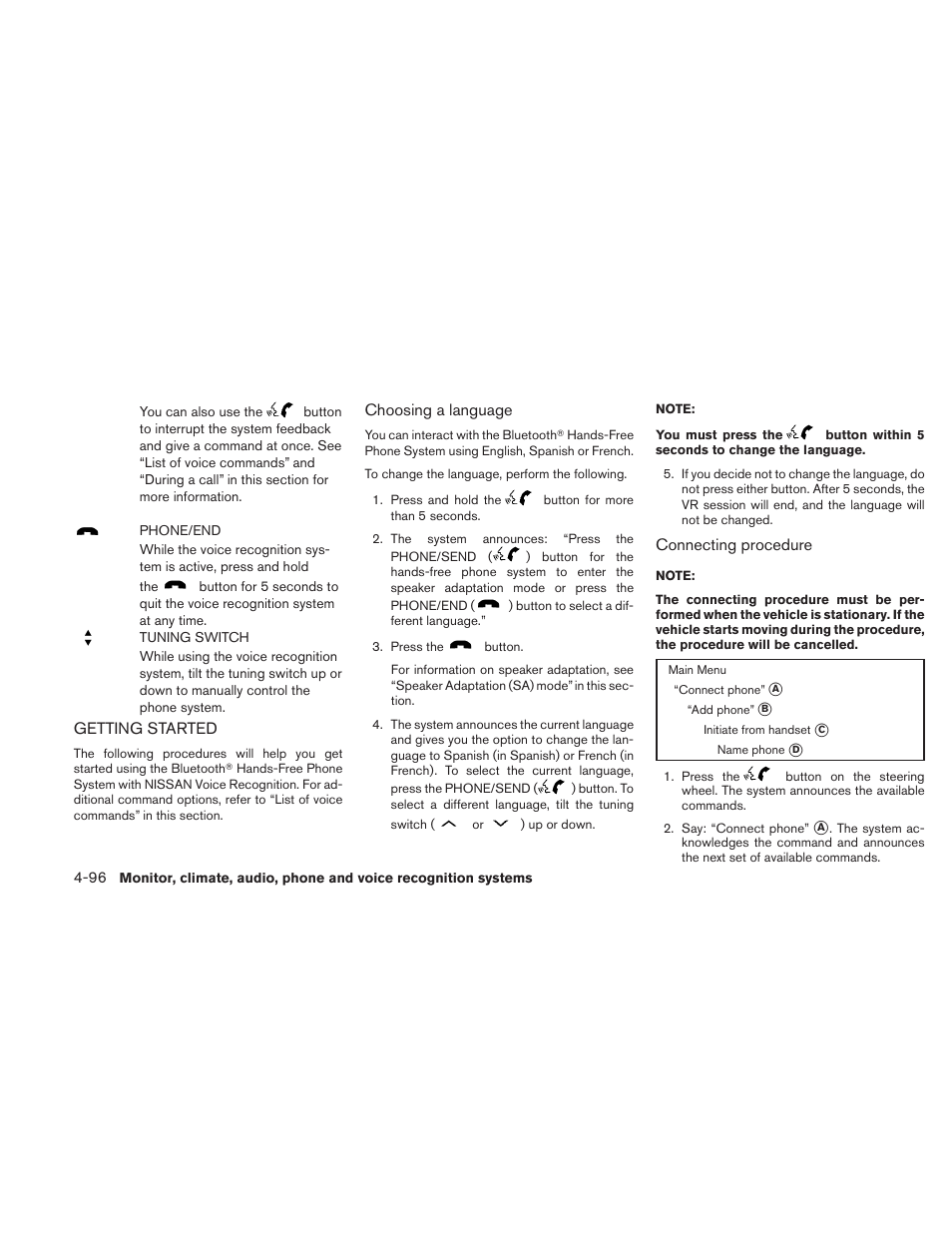 Getting started -96 | NISSAN 2011 Altima User Manual | Page 263 / 446