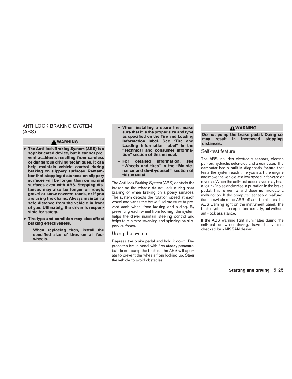 Anti-lock braking system (abs) -25 | NISSAN 2011 Altima User Manual | Page 332 / 446