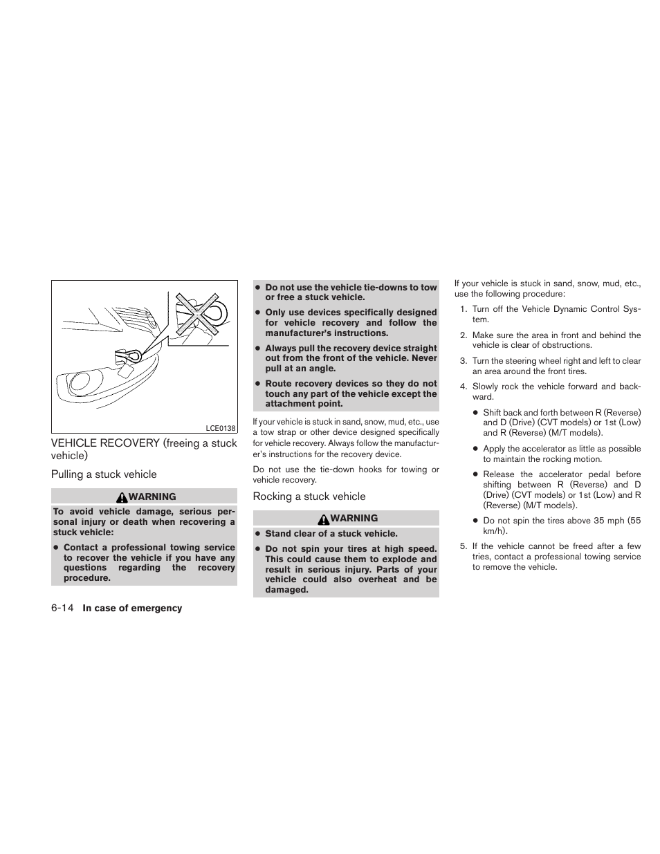 Vehicle recovery (freeing a stuck vehicle) -14 | NISSAN 2011 Altima User Manual | Page 351 / 446