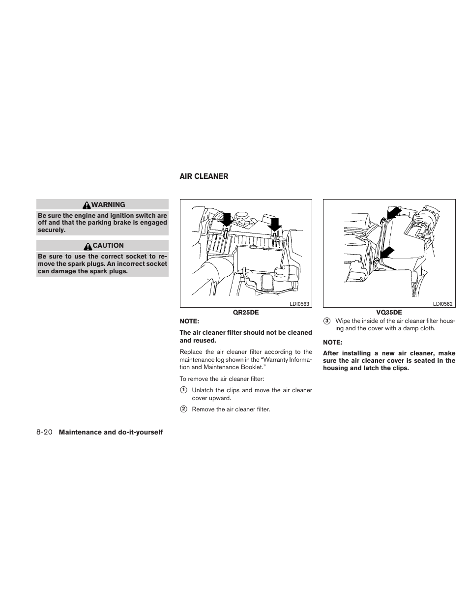 Air cleaner -20 | NISSAN 2011 Altima User Manual | Page 379 / 446