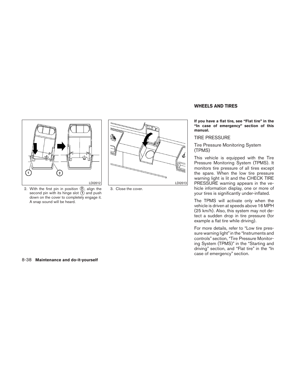 Wheels and tires -38, Tire pressure -38 | NISSAN 2011 Altima User Manual | Page 397 / 446