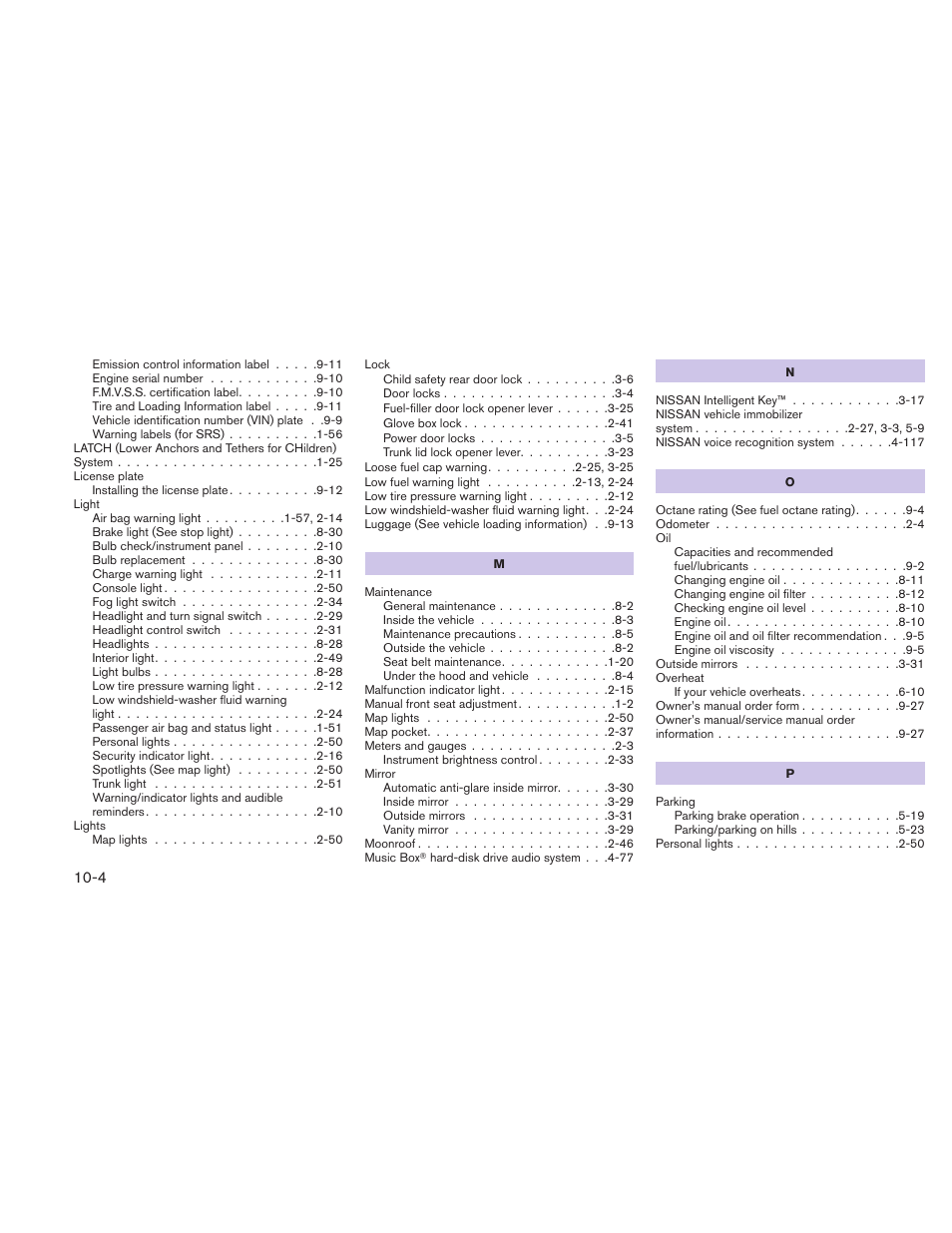 NISSAN 2011 Altima User Manual | Page 441 / 446