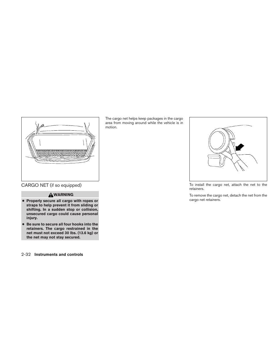 Cargo net (if so equipped) -32 | NISSAN 2010 Sentra User Manual | Page 109 / 331