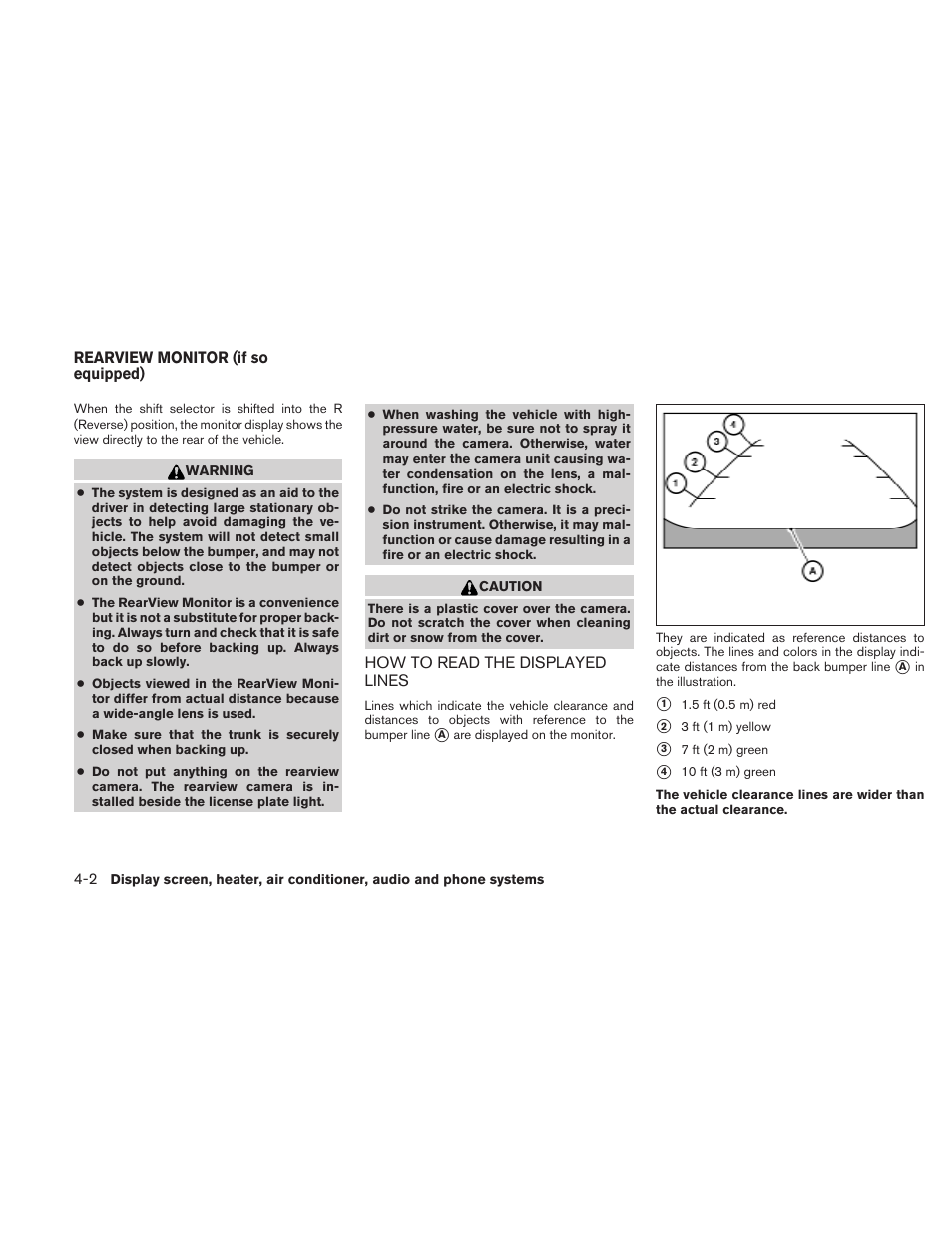 Rearview monitor (if so equipped) -2, How to read the displayed lines -2 | NISSAN 2010 Sentra User Manual | Page 149 / 331