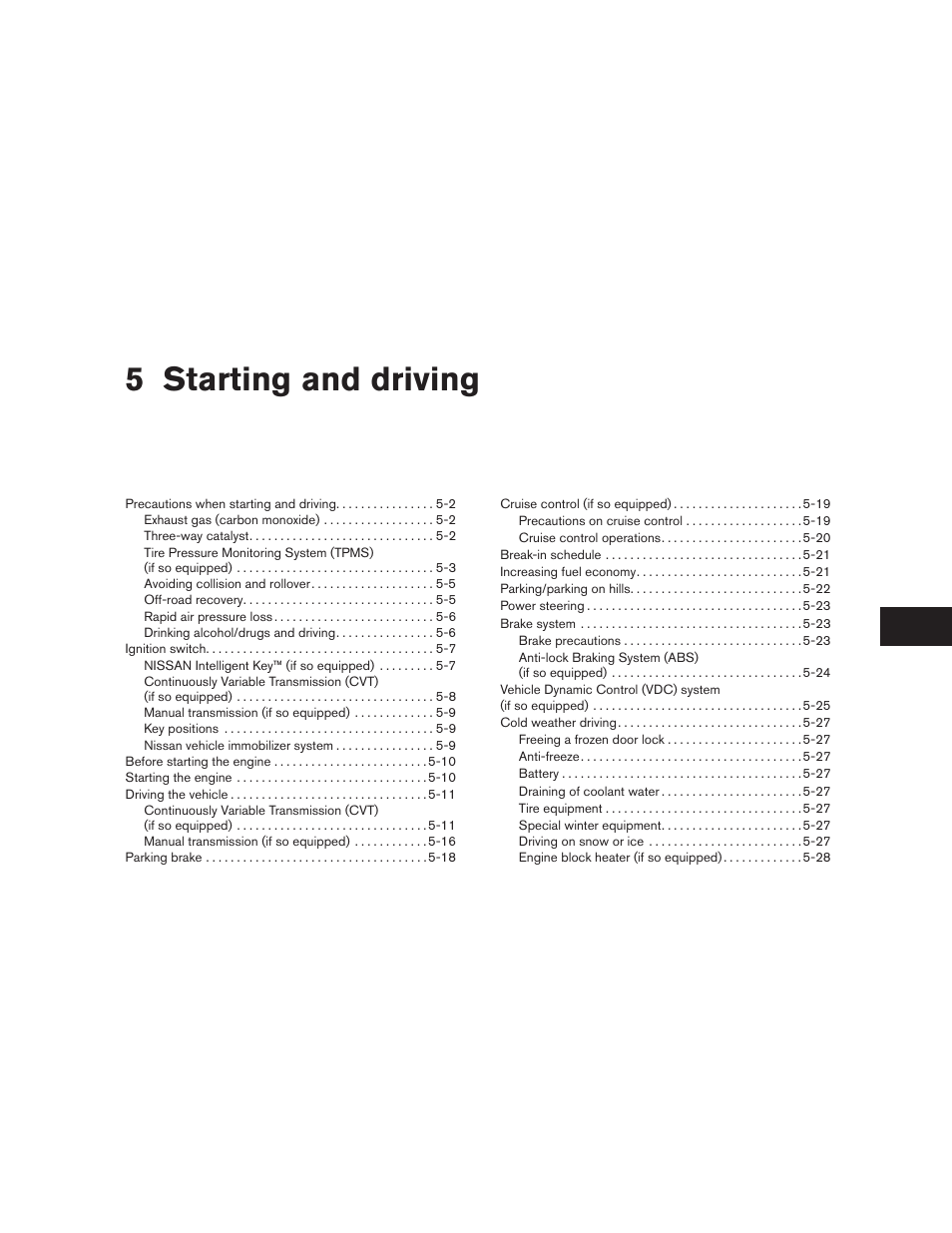 Starting and driving, 5 starting and driving | NISSAN 2010 Sentra User Manual | Page 204 / 331