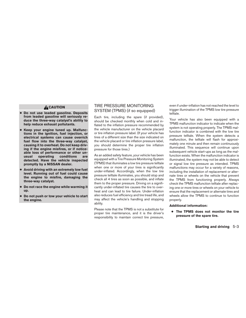 Tire pressure monitoring system (tpms), If so equipped) -3 | NISSAN 2010 Sentra User Manual | Page 206 / 331