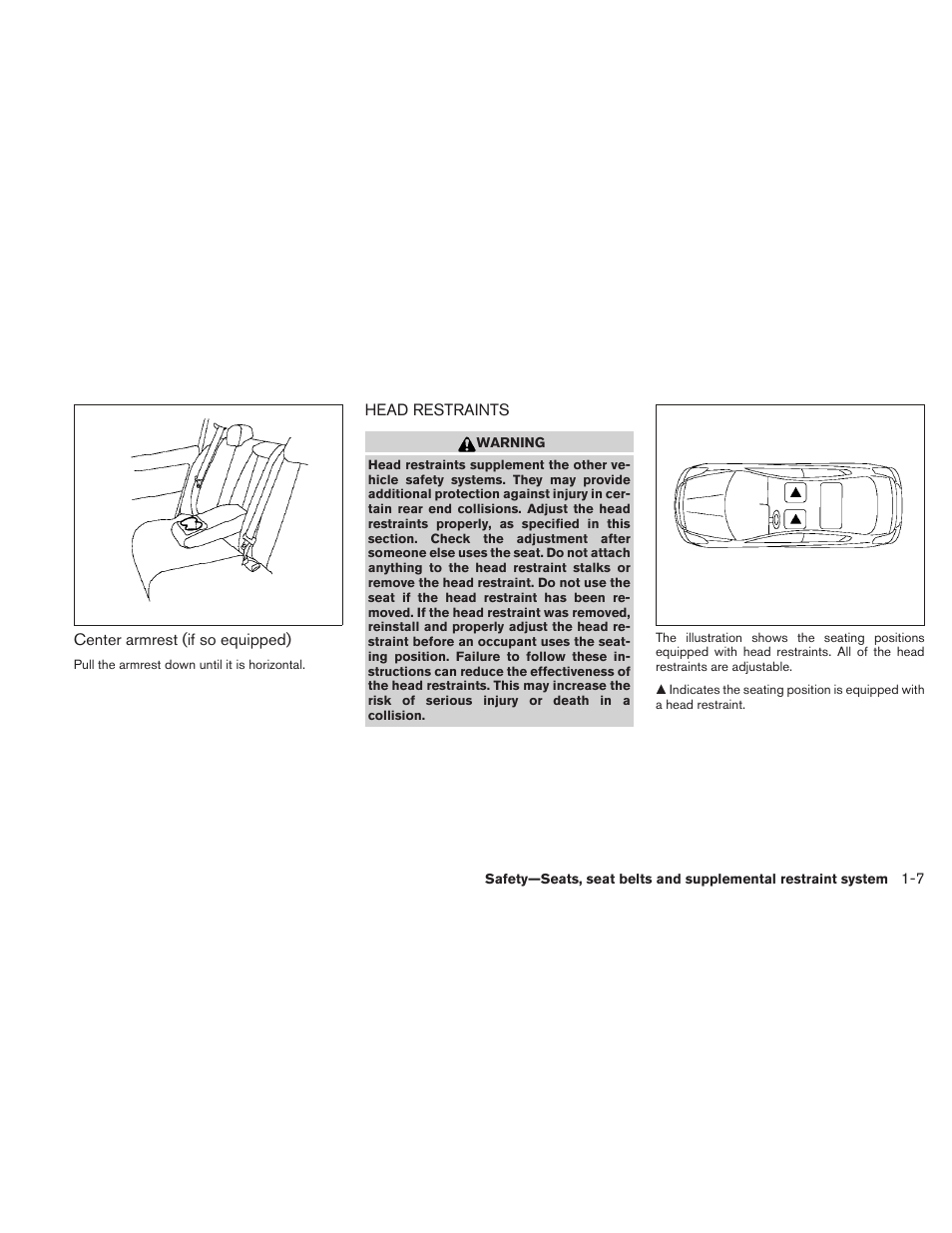 Head restraints -7 | NISSAN 2010 Sentra User Manual | Page 24 / 331