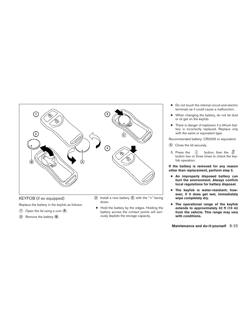 Keyfob (if so equipped) -25 | NISSAN 2010 Sentra User Manual | Page 278 / 331