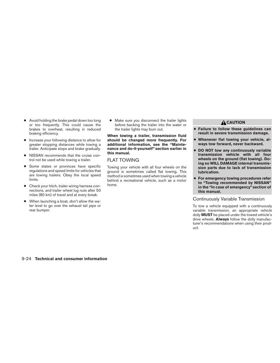 Flat towing -24 | NISSAN 2010 Sentra User Manual | Page 317 / 331