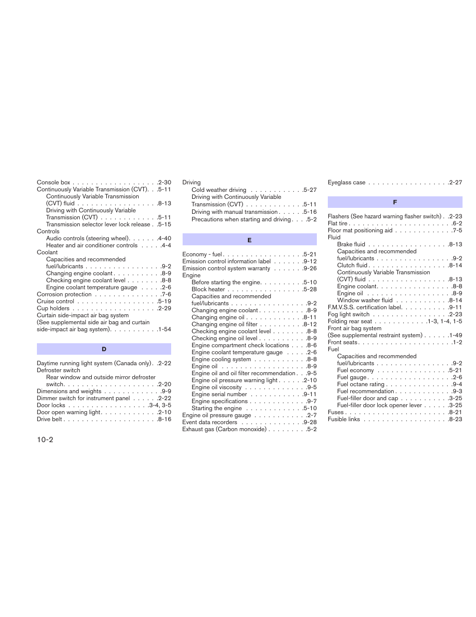 NISSAN 2010 Sentra User Manual | Page 325 / 331