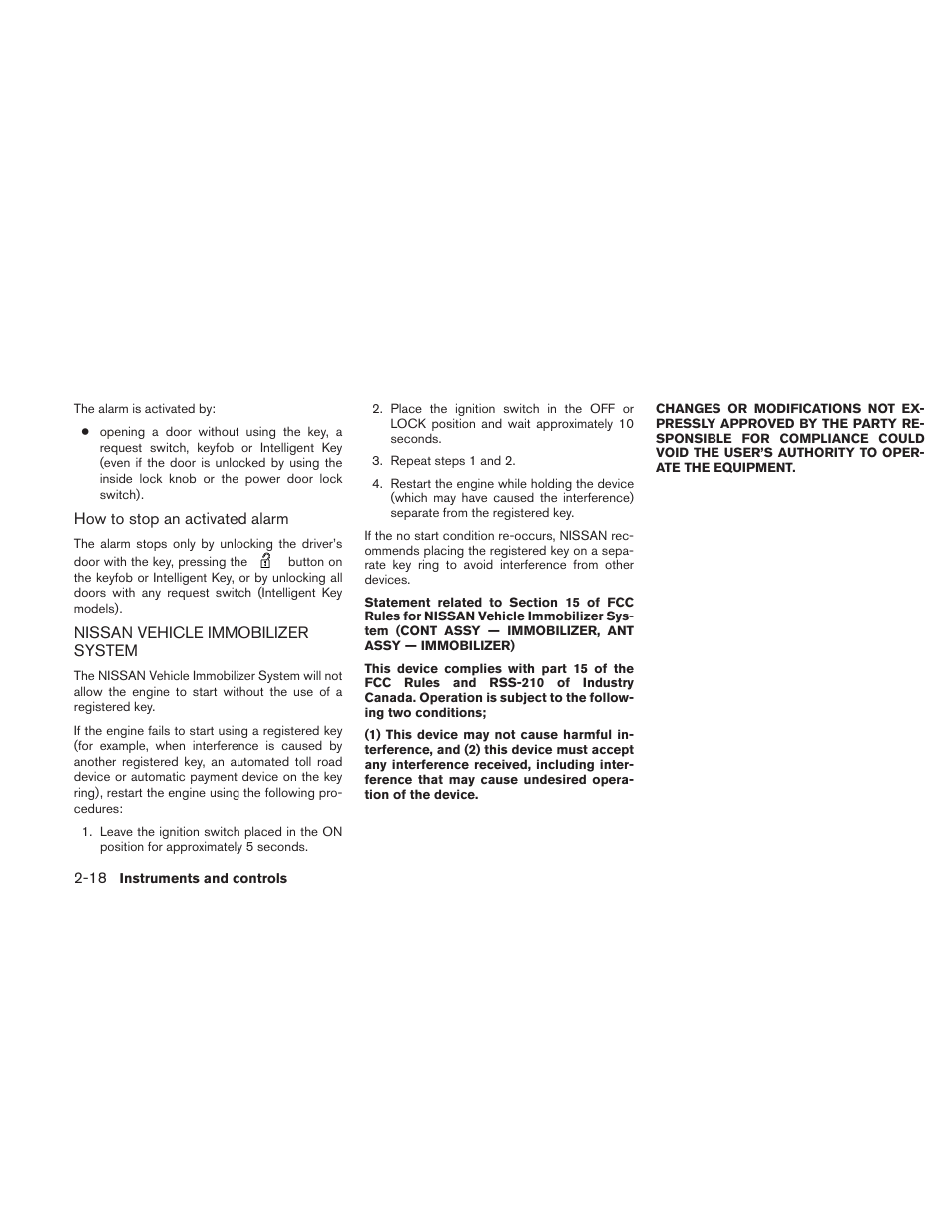 Nissan vehicle immobilizer system -18 | NISSAN 2010 Sentra User Manual | Page 95 / 331