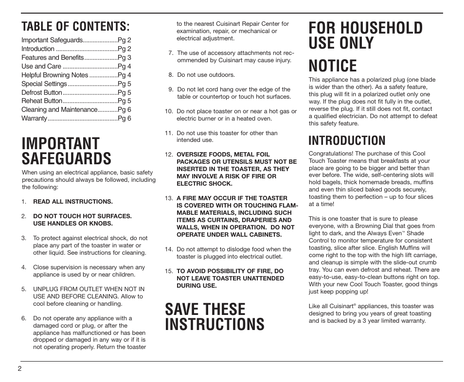 Cuisinart CPT-20 User Manual | Page 2 / 8