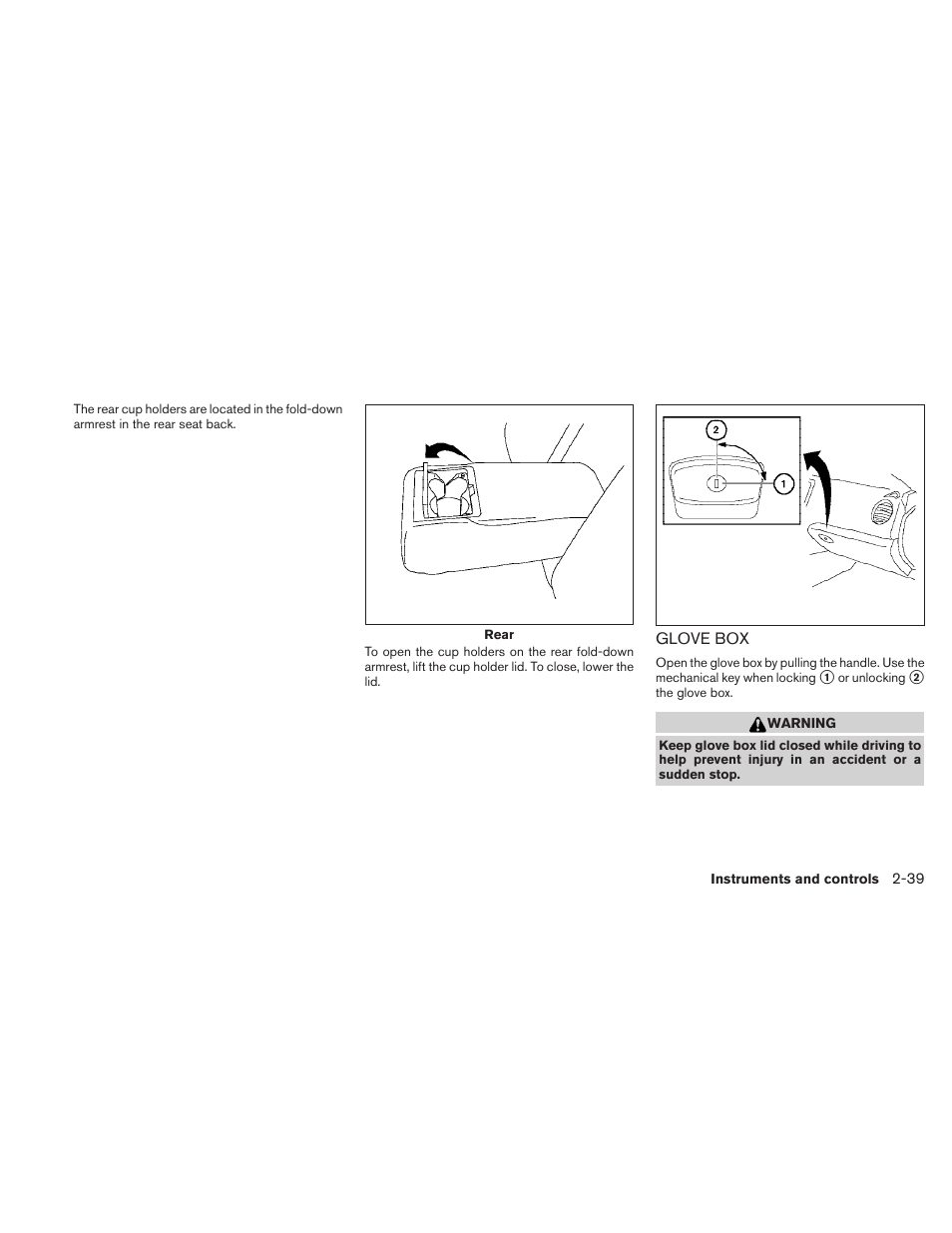 Glove box -39 | NISSAN 2010 Maxima User Manual | Page 111 / 457