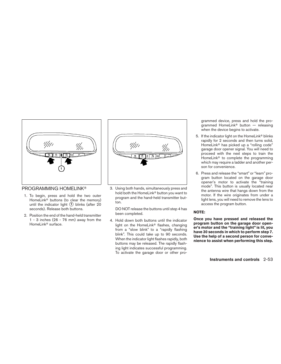 Programming homelink | NISSAN 2010 Maxima User Manual | Page 125 / 457