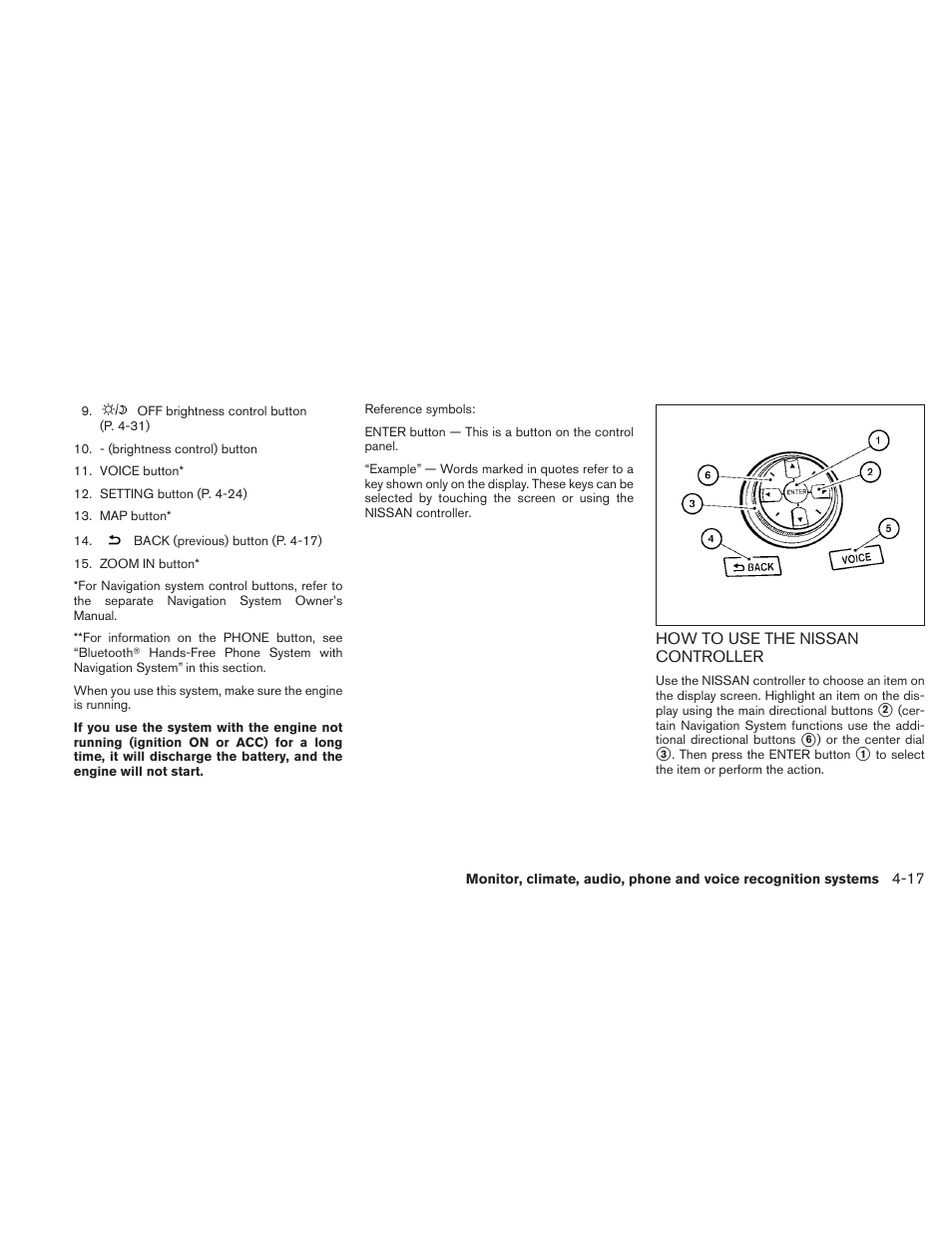 How to use the nissan controller -17 | NISSAN 2010 Maxima User Manual | Page 177 / 457