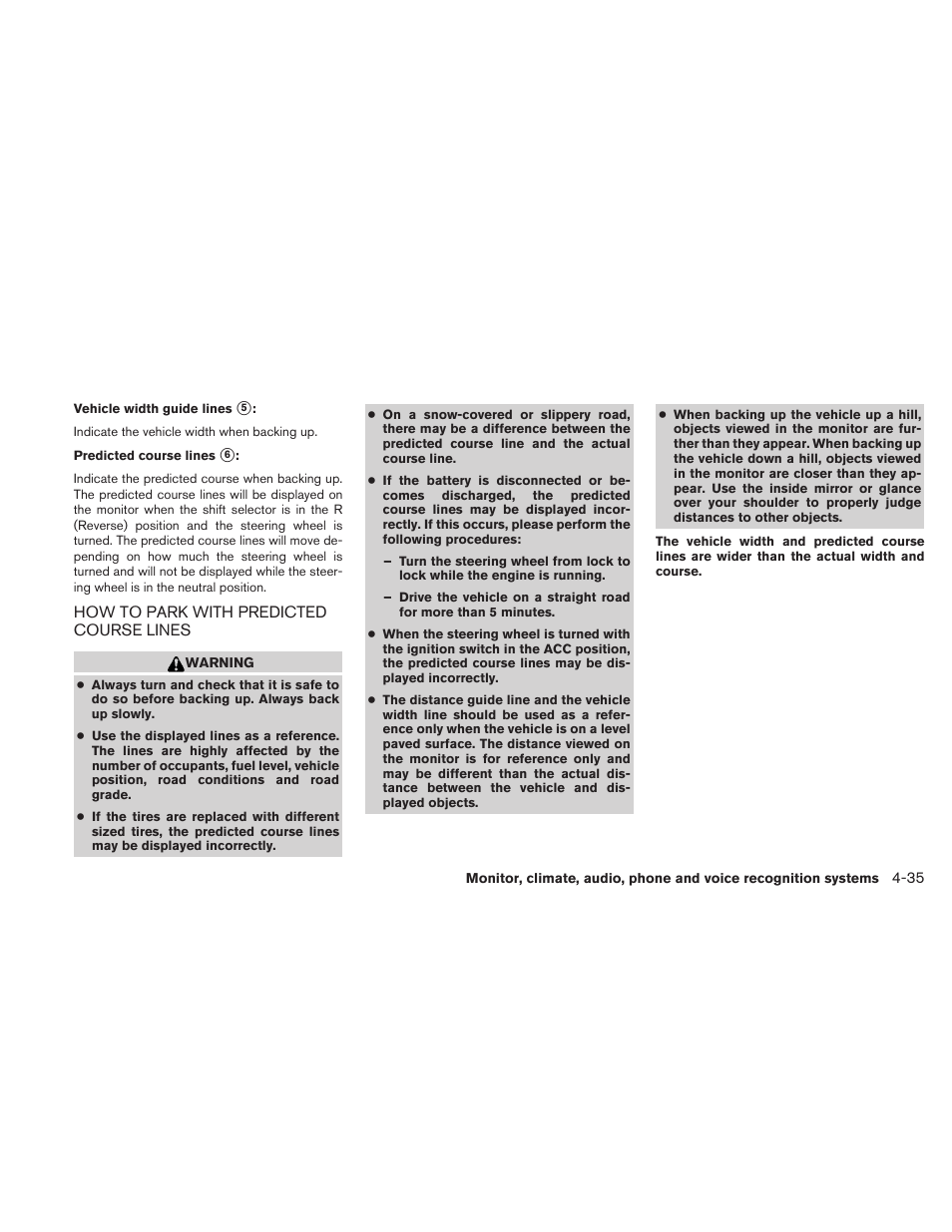 How to park with predicted course lines -35 | NISSAN 2010 Maxima User Manual | Page 195 / 457