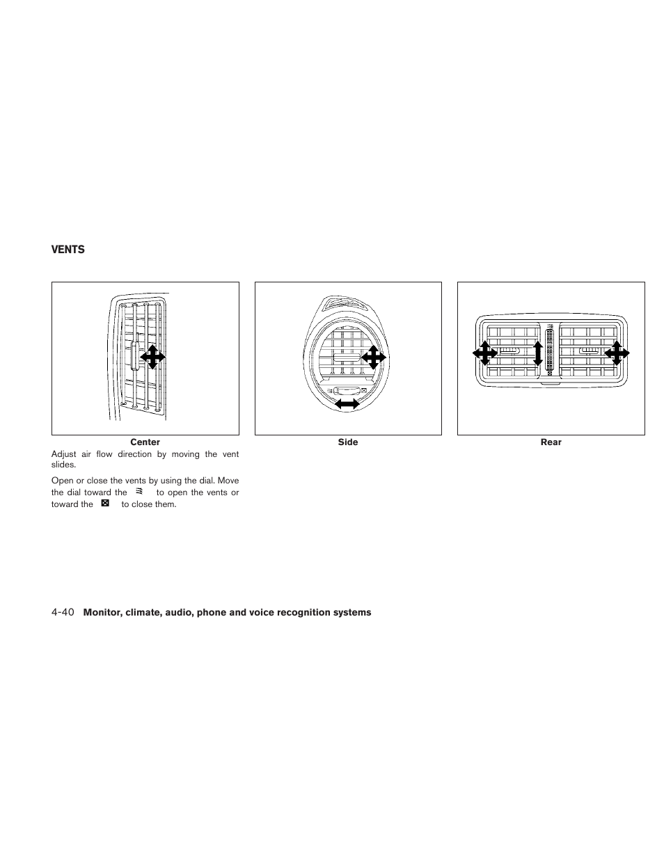 Vents -40 | NISSAN 2010 Maxima User Manual | Page 200 / 457