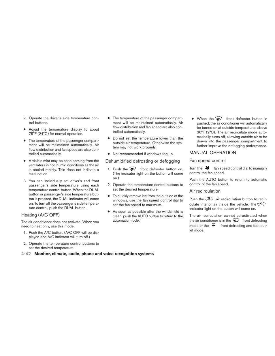 Manual operation -42 | NISSAN 2010 Maxima User Manual | Page 202 / 457