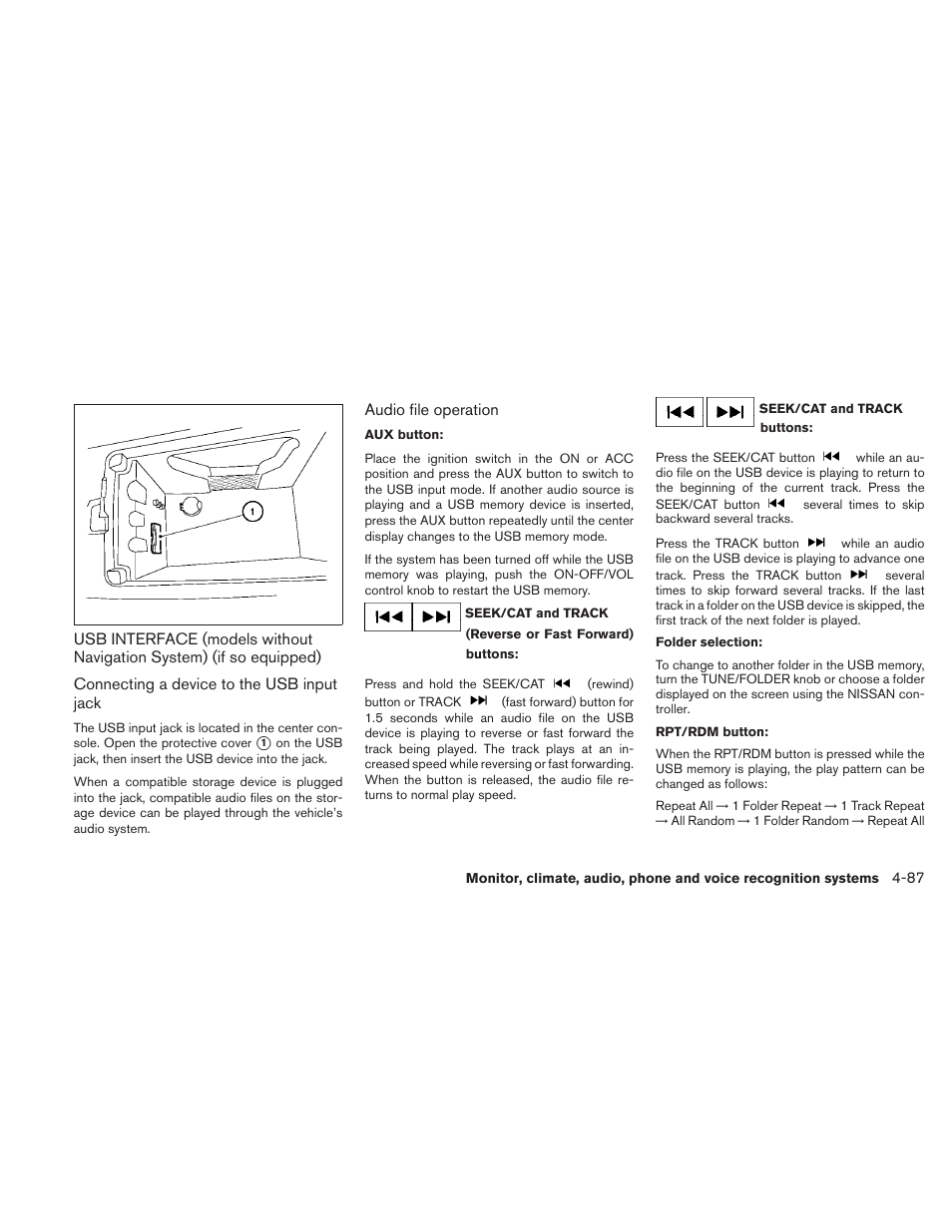 Usb interface (models without navigation, System) (if so equipped) -87 | NISSAN 2010 Maxima User Manual | Page 247 / 457