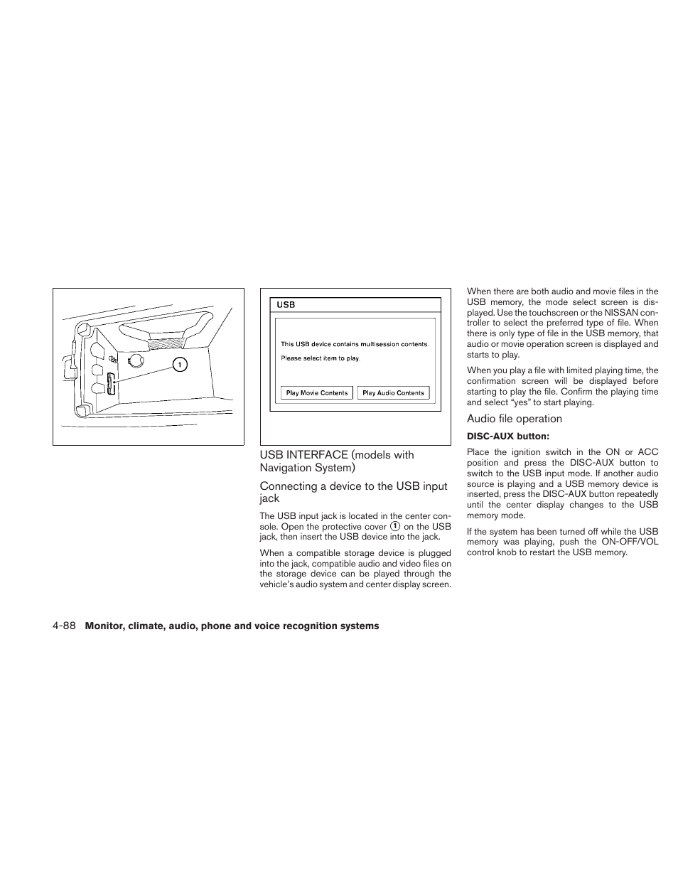 Usb interface (models with navigation, System) -88 | NISSAN 2010 Maxima User Manual | Page 248 / 457
