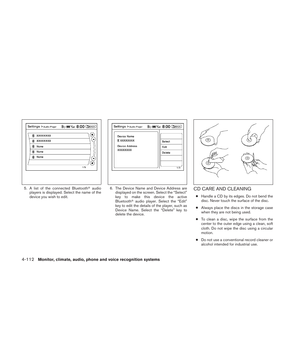 Cd care and cleaning -112 | NISSAN 2010 Maxima User Manual | Page 272 / 457
