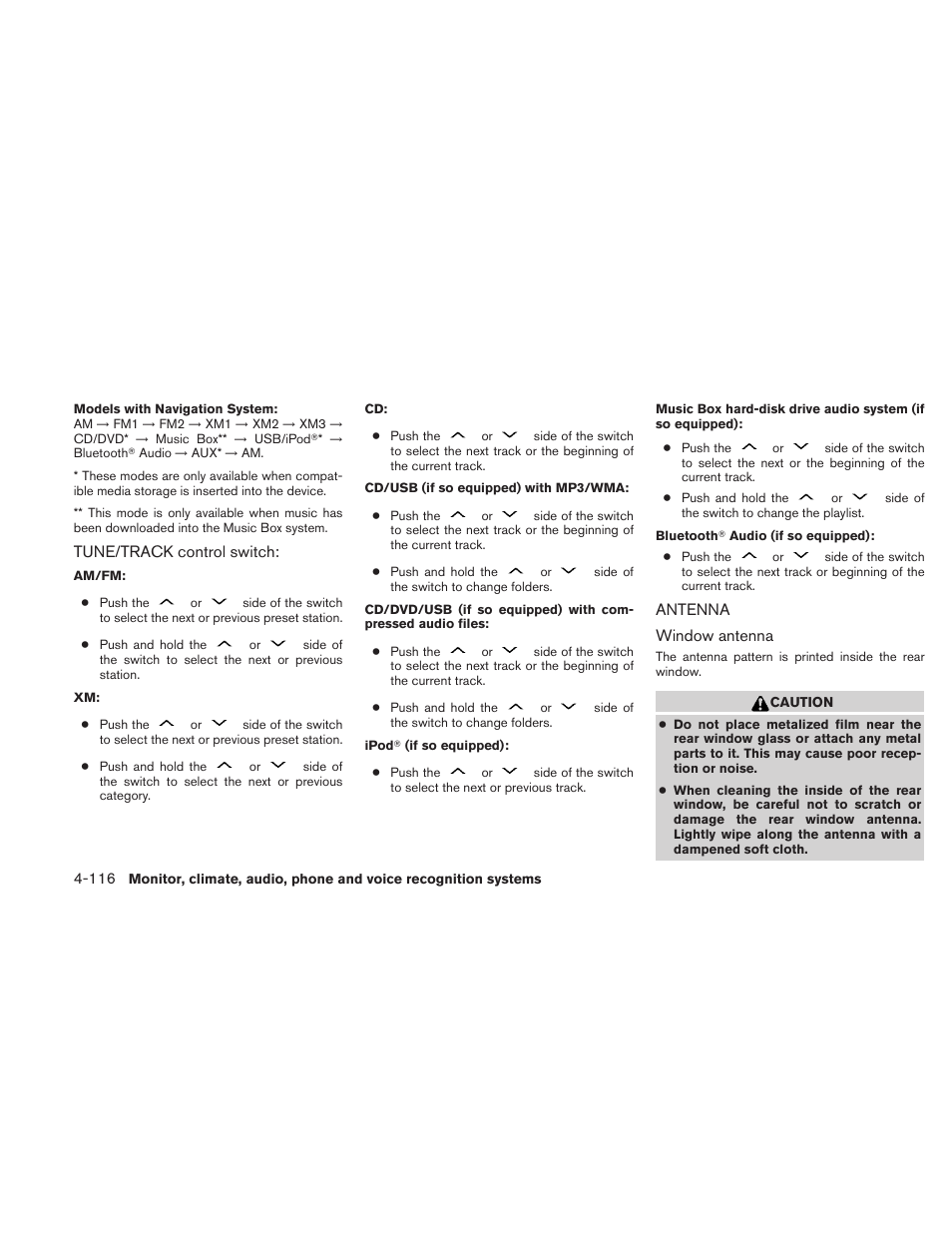 Antenna -116 | NISSAN 2010 Maxima User Manual | Page 276 / 457