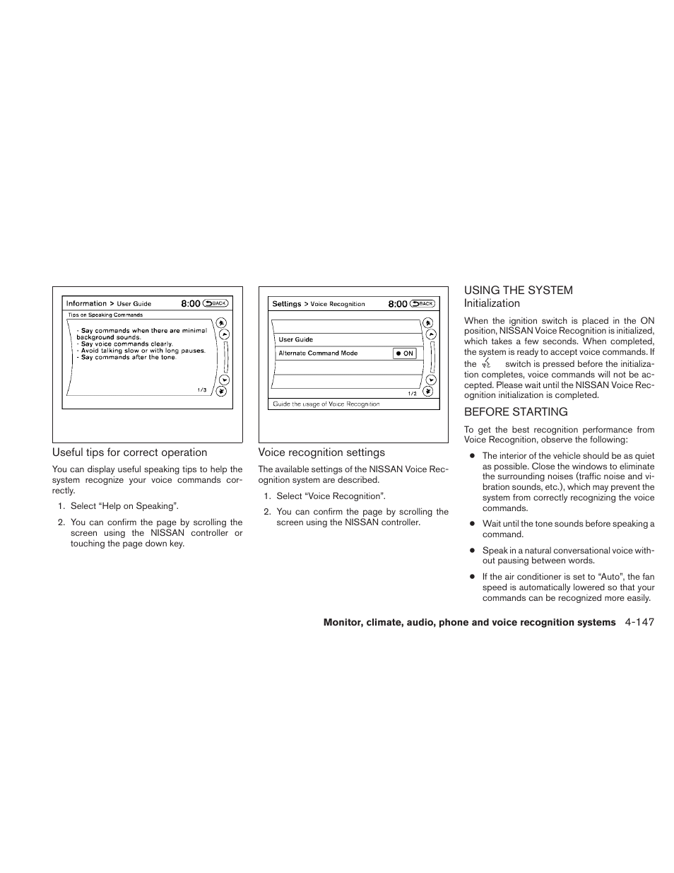 Using the system -147, Before starting -147 | NISSAN 2010 Maxima User Manual | Page 307 / 457