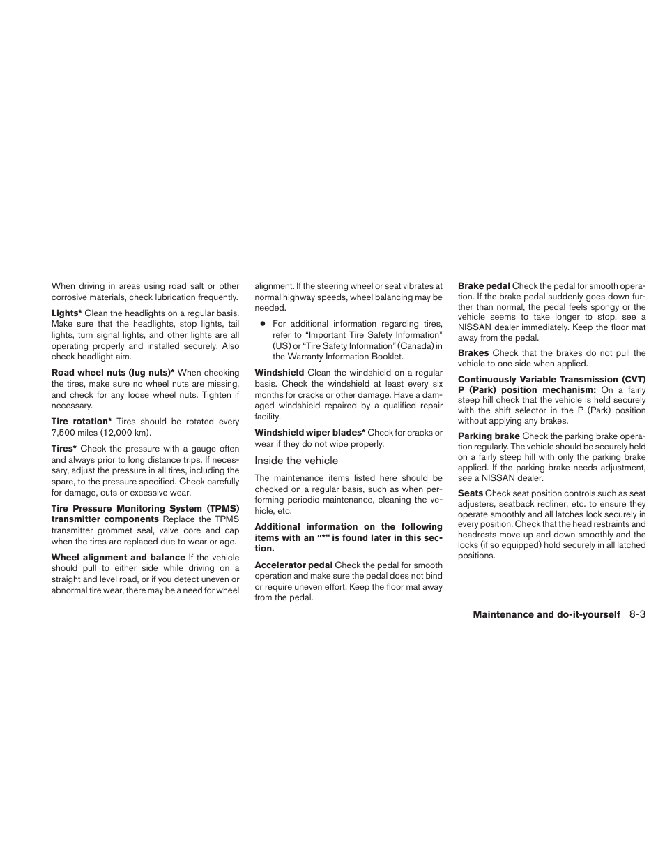 NISSAN 2010 Maxima User Manual | Page 381 / 457
