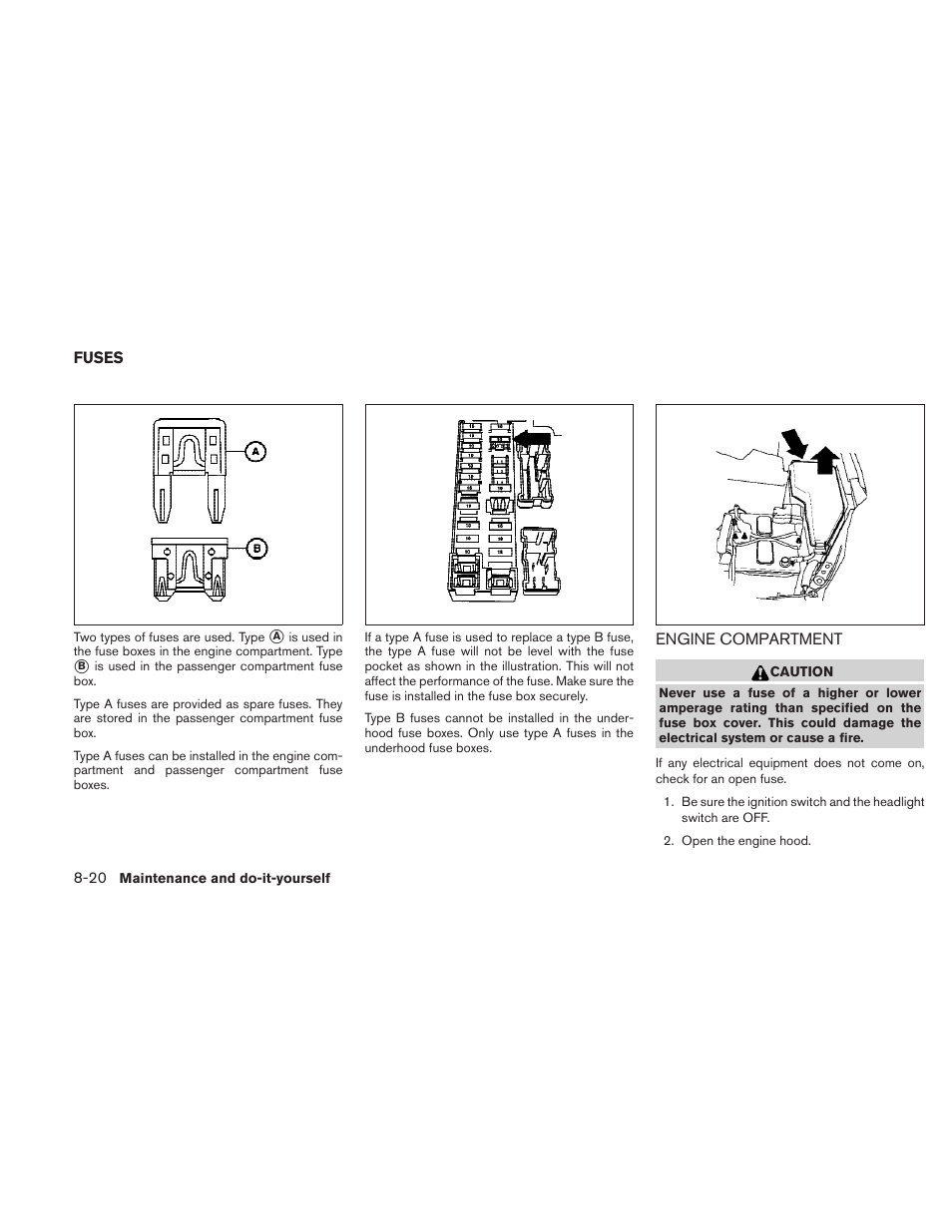 Fuses -20, Engine compartment -20 | NISSAN 2010 Maxima User Manual | Page 398 / 457