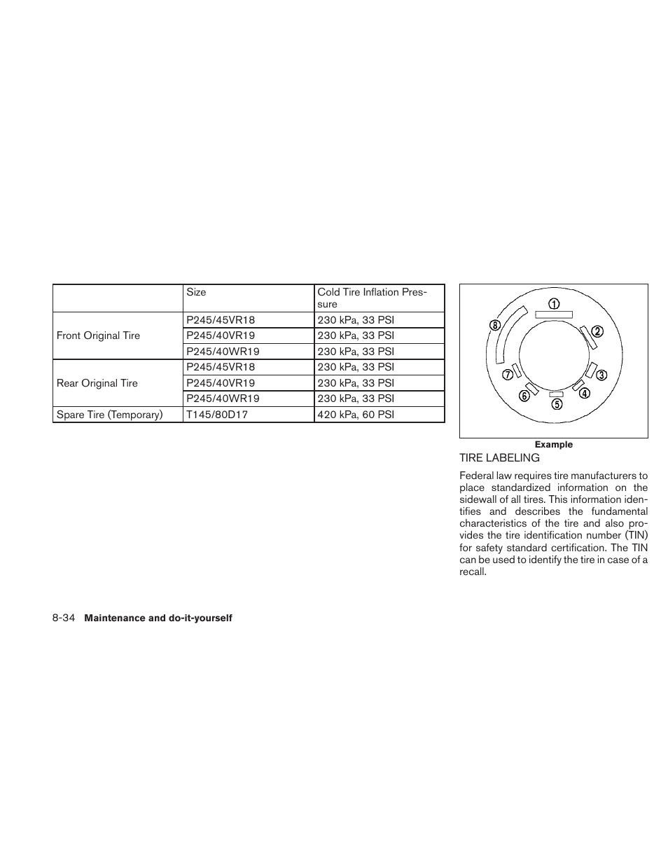 Tire labeling -34 | NISSAN 2010 Maxima User Manual | Page 412 / 457