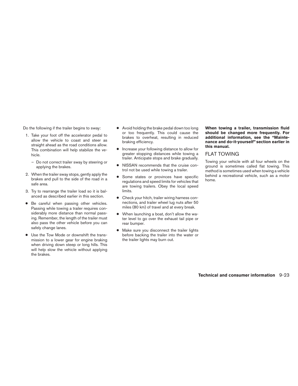 Flat towing -23 | NISSAN 2010 Maxima User Manual | Page 443 / 457
