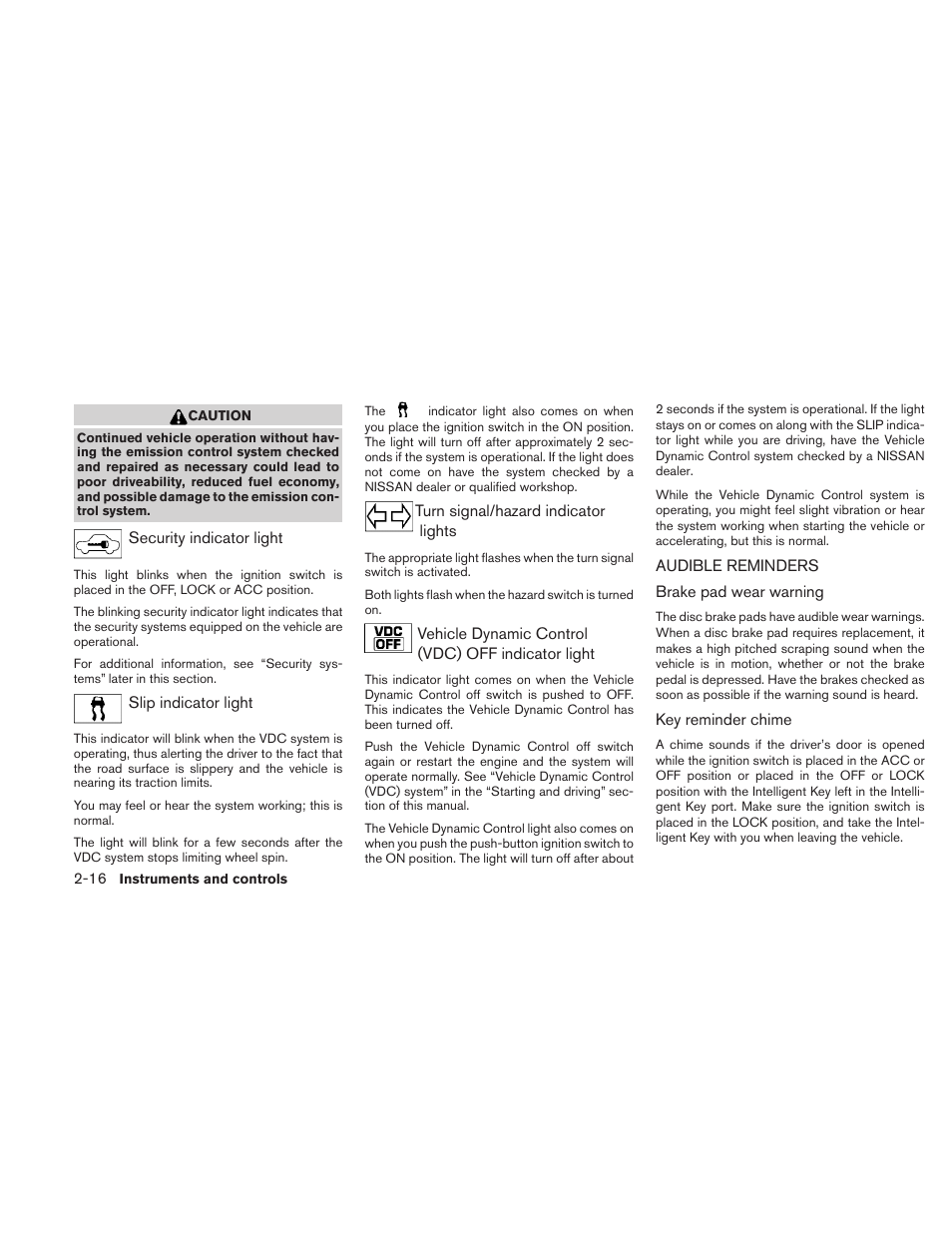 Audible reminders -16 | NISSAN 2010 Maxima User Manual | Page 88 / 457