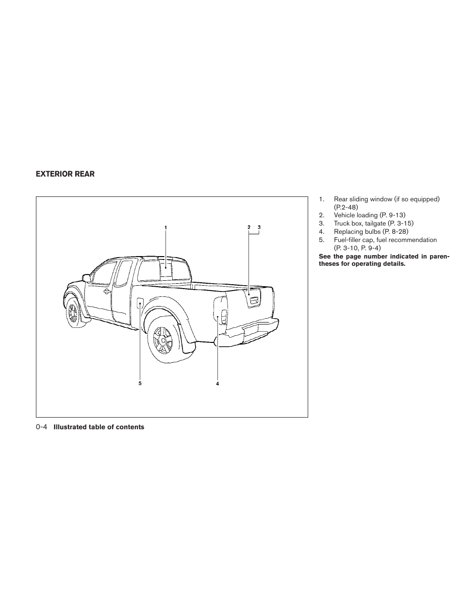 Exterior rear -4 | NISSAN 2010 Frontier User Manual | Page 10 / 373