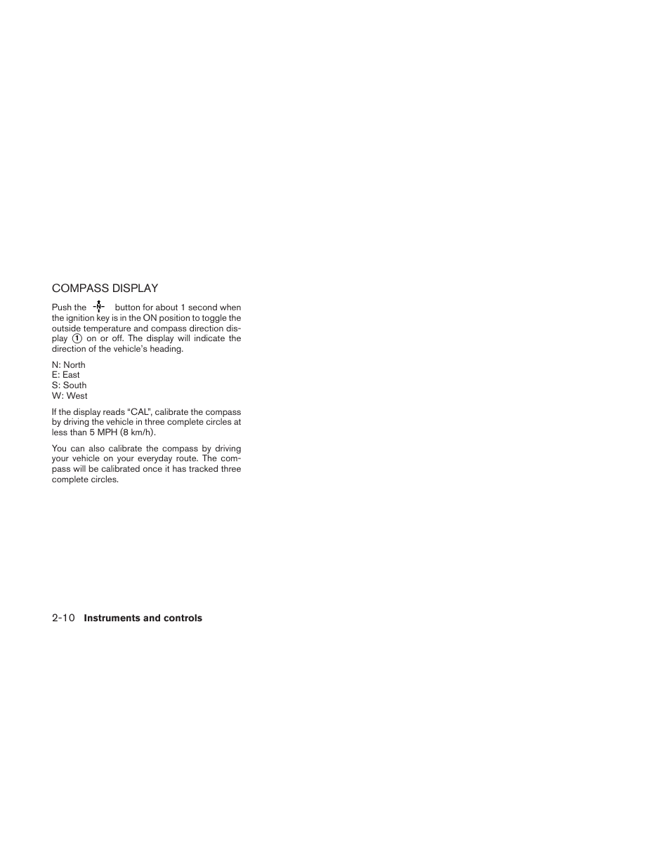 Compass display -10 | NISSAN 2010 Frontier User Manual | Page 102 / 373