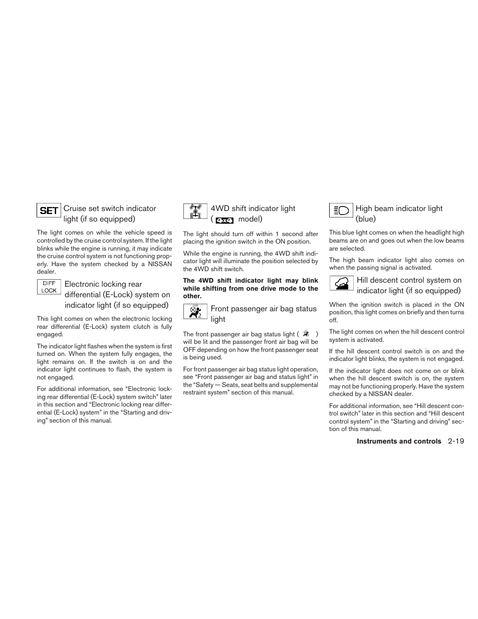 NISSAN 2010 Frontier User Manual | Page 111 / 373
