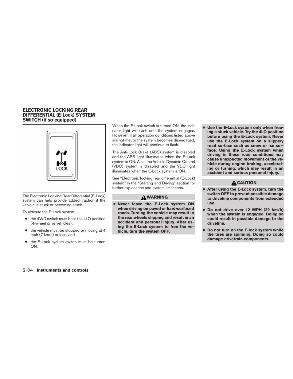 Switch (if so equipped) -34 | NISSAN 2010 Frontier User Manual | Page 126 / 373