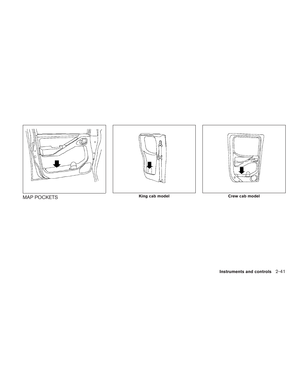 Map pockets -41, Map pockets | NISSAN 2010 Frontier User Manual | Page 133 / 373