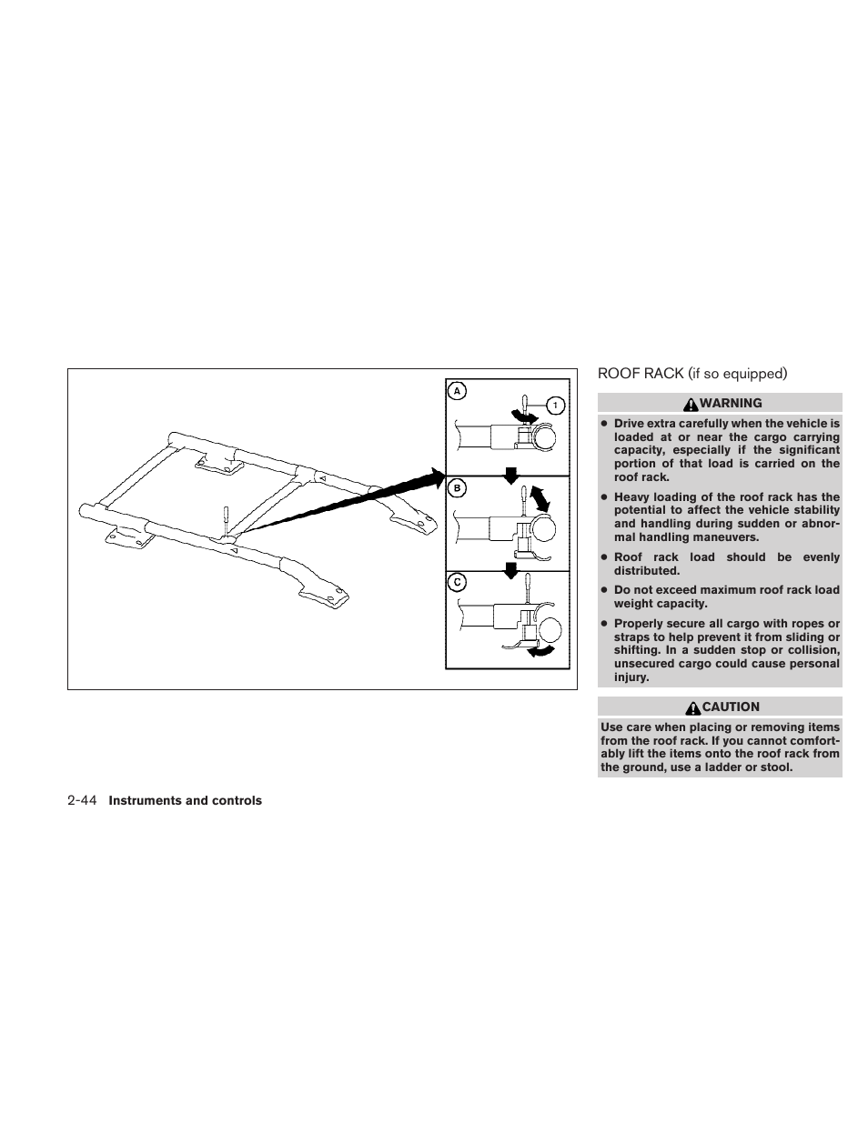 Roof rack (if so equipped) -44 | NISSAN 2010 Frontier User Manual | Page 136 / 373