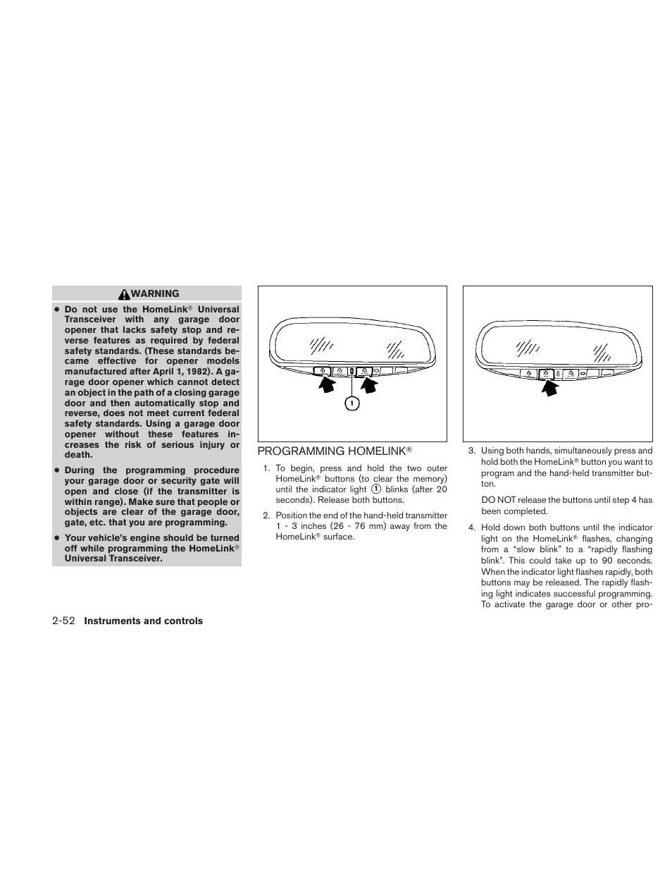 Programming homelink | NISSAN 2010 Frontier User Manual | Page 144 / 373